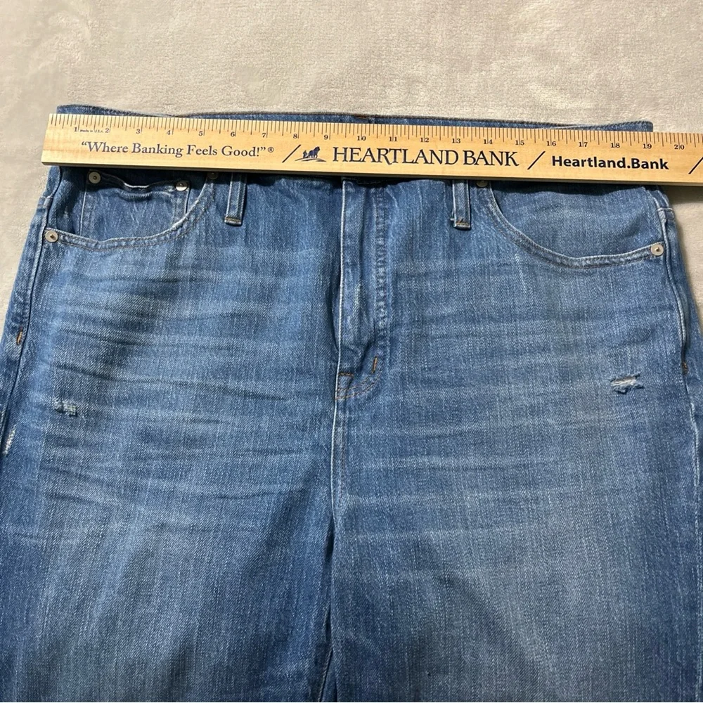 Madewell 34 Classic Straight Jean Medium Wash High Rise Denim Distressed - Picture 4 of 13